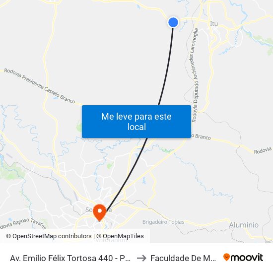 Av. Emílio Félix Tortosa 440 - Parque Res. Potiguara Itu - SP Brasil to Faculdade De Medicina De Sorocaba map