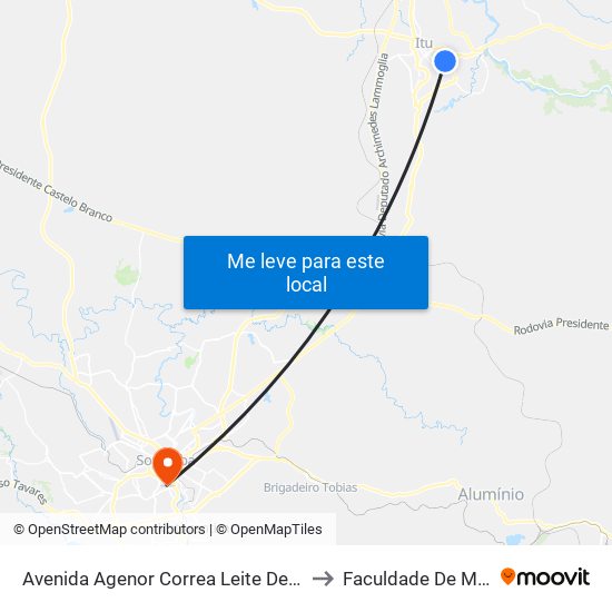 Avenida Agenor Correa Leite De Campos Itu - São Paulo 13303 Brasil to Faculdade De Medicina De Sorocaba map