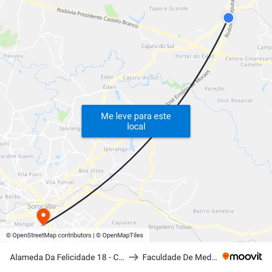 Alameda Da Felicidade 18 - Cidade Nova I Itu - SP Brasil to Faculdade De Medicina De Sorocaba map