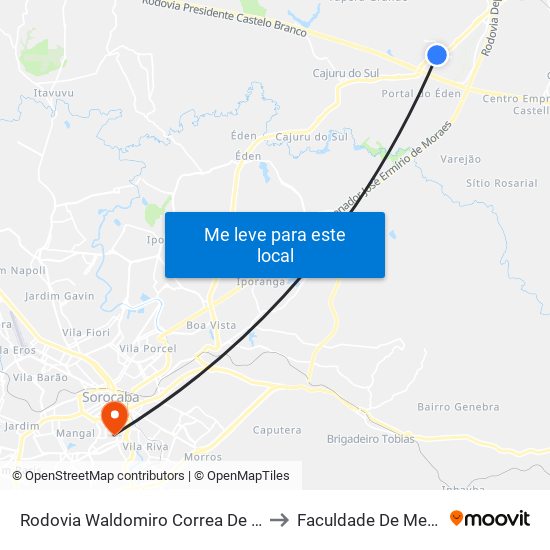 Rodovia Waldomiro Correa De Camargo Itu - São Paulo Brasil to Faculdade De Medicina De Sorocaba map