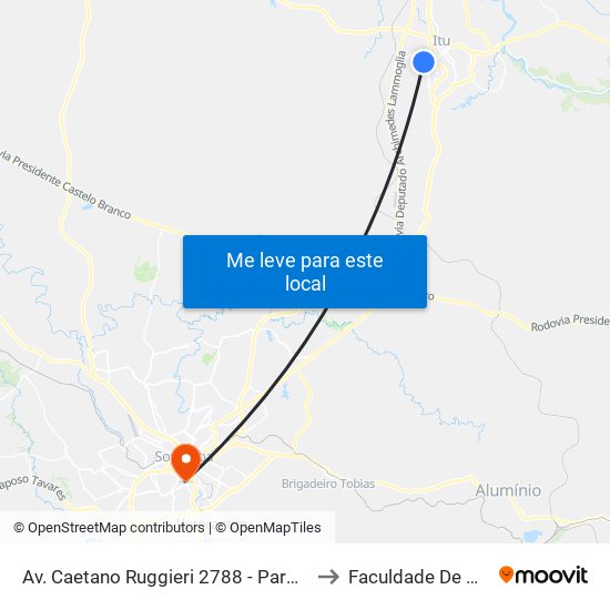 Av. Caetano Ruggieri 2788 - Parque Res. Mayard Itu - SP 13310-150 Brasil to Faculdade De Medicina De Sorocaba map