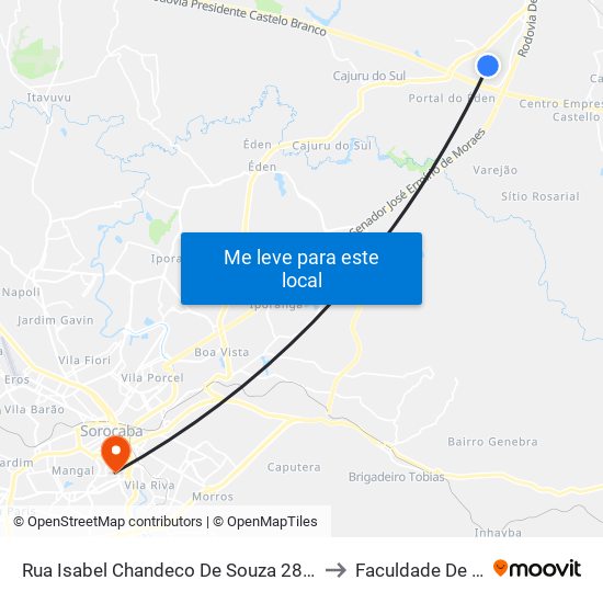 Rua Isabel Chandeco De Souza 285 - Jardim Novo Mundo Itu - SP 13308-462 Brasil to Faculdade De Medicina De Sorocaba map
