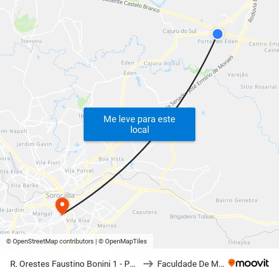 R. Orestes Faustino Bonini 1 - Portal Do Éden Itu - SP 13308-502 Brasil to Faculdade De Medicina De Sorocaba map