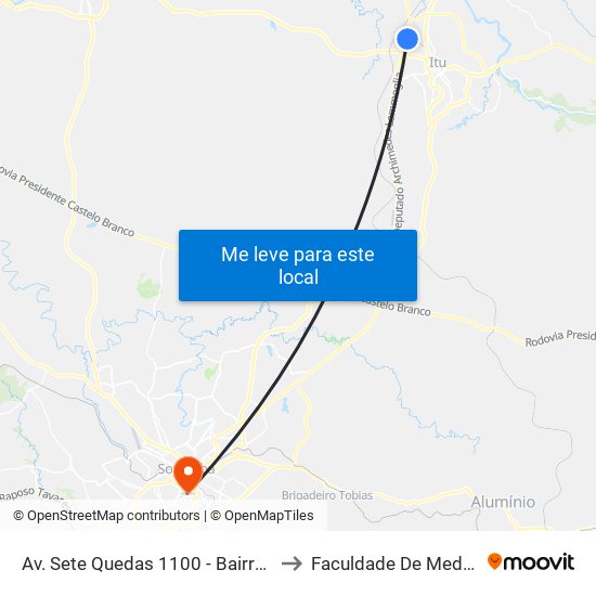 Av. Sete Quedas 1100 - Bairro Progresso Itu - SP Brasil to Faculdade De Medicina De Sorocaba map