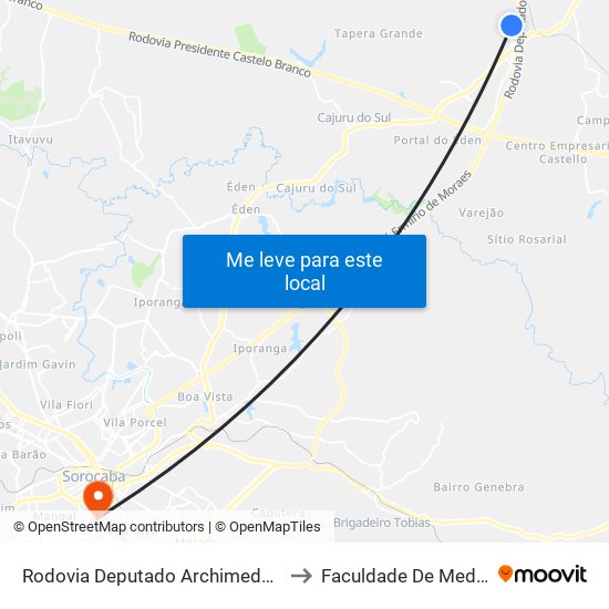 Rodovia Deputado Archimedes Lammoglia Itu - SP Brasil to Faculdade De Medicina De Sorocaba map