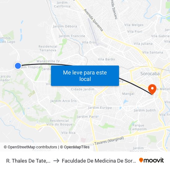 R. Thales De Tate, 227 to Faculdade De Medicina De Sorocaba map