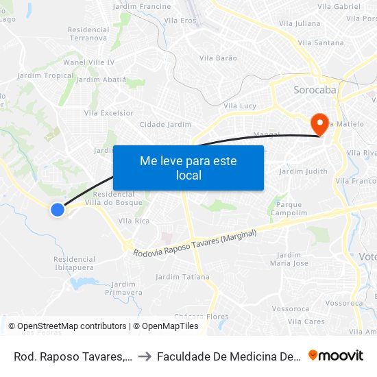 Rod. Raposo Tavares, Km 106 to Faculdade De Medicina De Sorocaba map