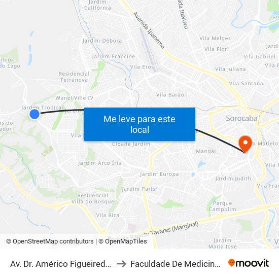 Av. Dr. Américo Figueiredo, 5470 Sn 470 to Faculdade De Medicina De Sorocaba map