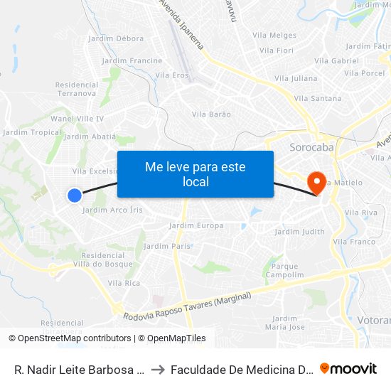 R. Nadir Leite Barbosa Santos, 40 to Faculdade De Medicina De Sorocaba map