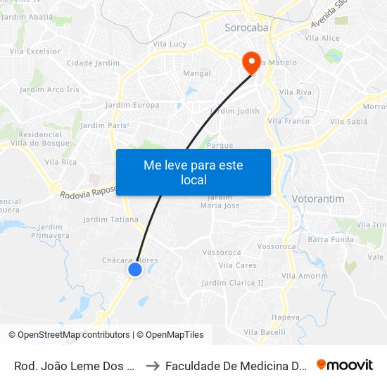 Rod. João Leme Dos Santos, Sn to Faculdade De Medicina De Sorocaba map