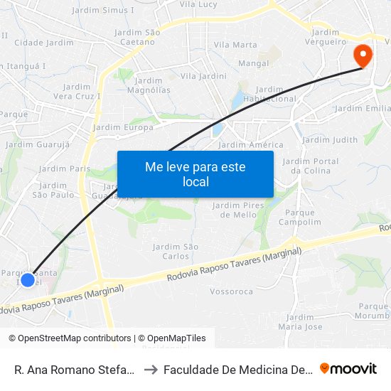 R. Ana Romano Stefaneli, S/Nº to Faculdade De Medicina De Sorocaba map