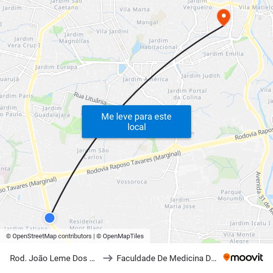 Rod. João Leme Dos Santos, Sn to Faculdade De Medicina De Sorocaba map