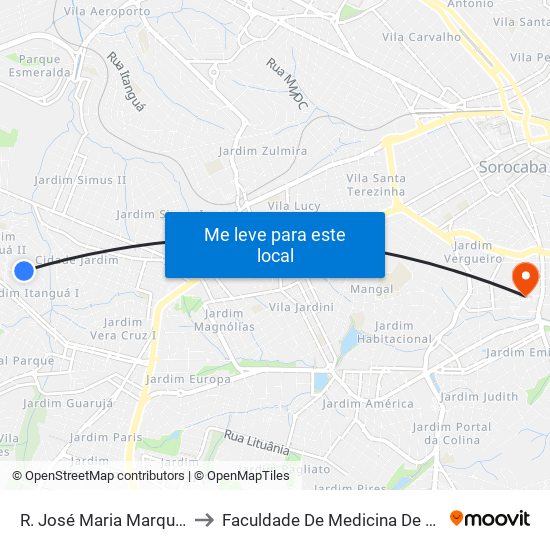 R. José Maria Marques, 595 to Faculdade De Medicina De Sorocaba map