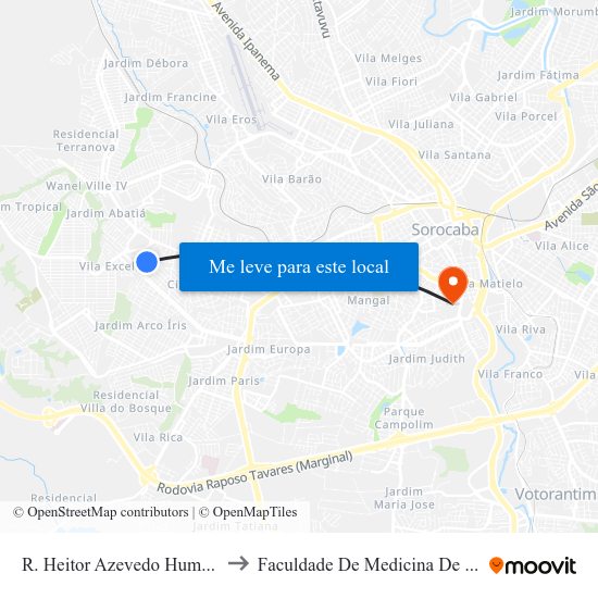 R. Heitor Azevedo Hummel, 440 to Faculdade De Medicina De Sorocaba map