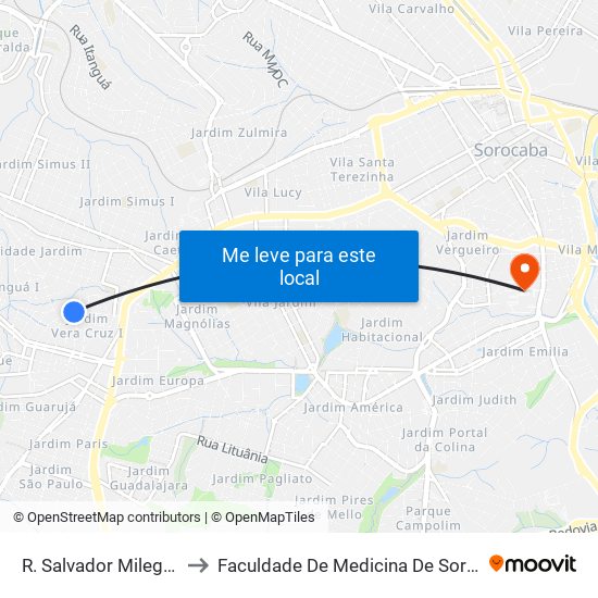 R. Salvador Milego, Sn to Faculdade De Medicina De Sorocaba map