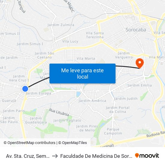 Av. Sta. Cruz, Sem Ref. to Faculdade De Medicina De Sorocaba map
