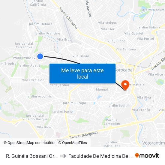 R. Guinéia Bossani Ortega, 43 to Faculdade De Medicina De Sorocaba map