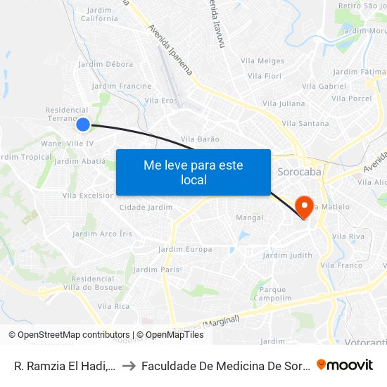 R. Ramzia El Hadi, 566 to Faculdade De Medicina De Sorocaba map