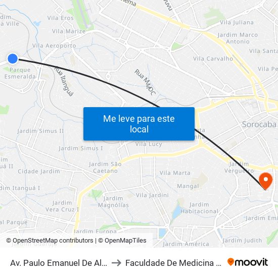 Av. Paulo Emanuel De Almeida, 1798 to Faculdade De Medicina De Sorocaba map