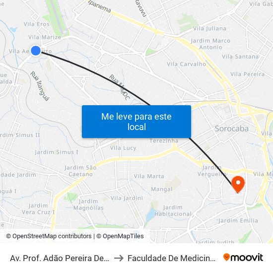 Av. Prof. Adão Pereira De Camargo, 761 to Faculdade De Medicina De Sorocaba map