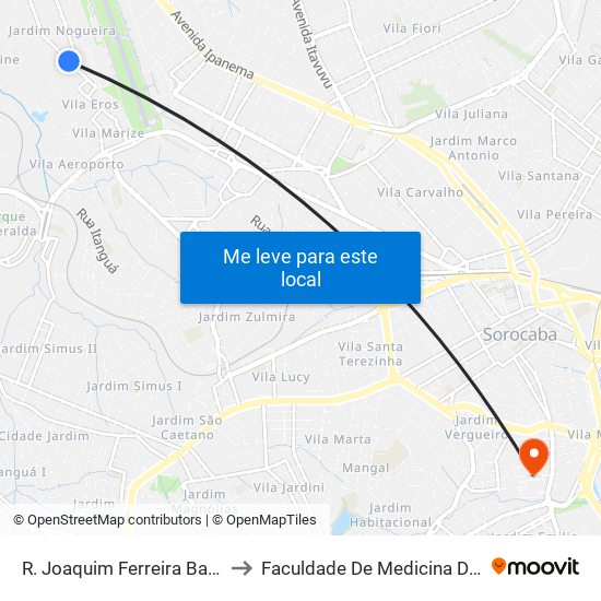 R. Joaquim Ferreira Barbosa, 799 to Faculdade De Medicina De Sorocaba map