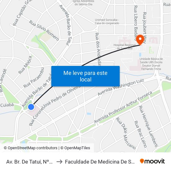 Av. Br. De Tatuí, Nº1.331 to Faculdade De Medicina De Sorocaba map