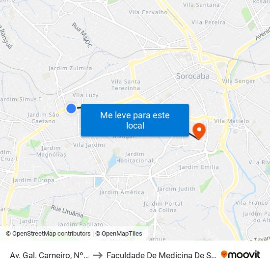 Av. Gal. Carneiro, Nº 1179. to Faculdade De Medicina De Sorocaba map