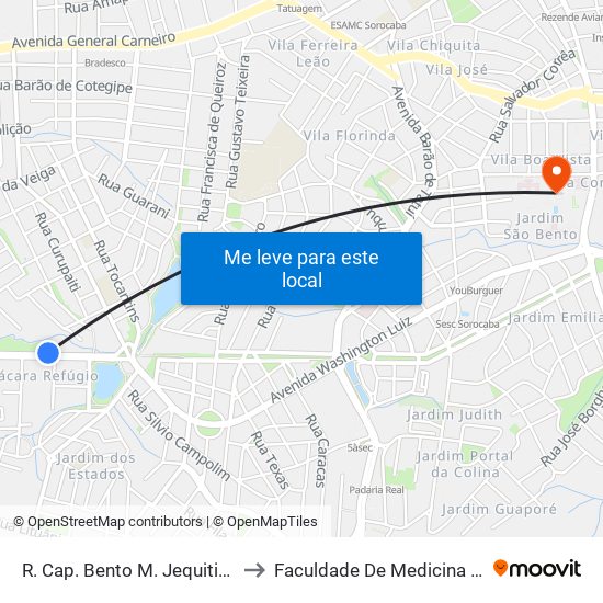 R. Cap. Bento M. Jequitinhonha, 2200 to Faculdade De Medicina De Sorocaba map