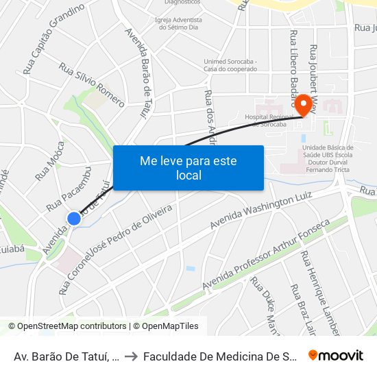 Av. Barão De Tatuí, 1108 to Faculdade De Medicina De Sorocaba map