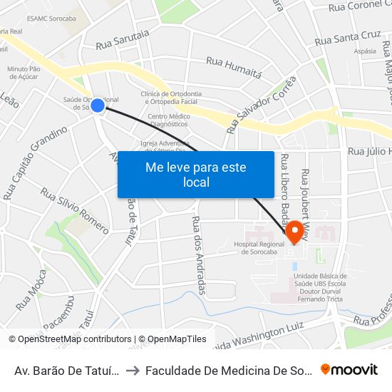 Av. Barão De Tatuí, 231 to Faculdade De Medicina De Sorocaba map