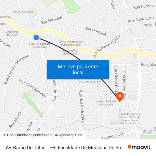 Av. Barão De Tatuí, 187 to Faculdade De Medicina De Sorocaba map