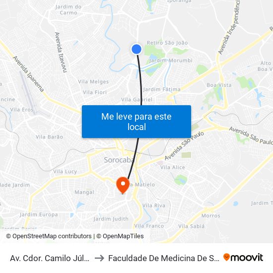 Av. Cdor. Camilo Júlio, 535 to Faculdade De Medicina De Sorocaba map