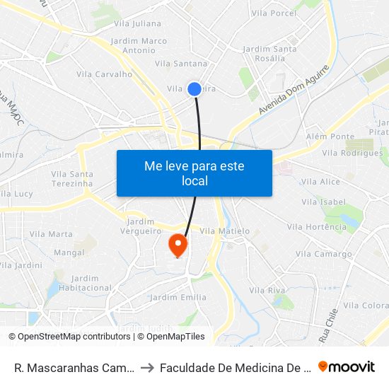 R. Mascaranhas Camelo, 867 to Faculdade De Medicina De Sorocaba map