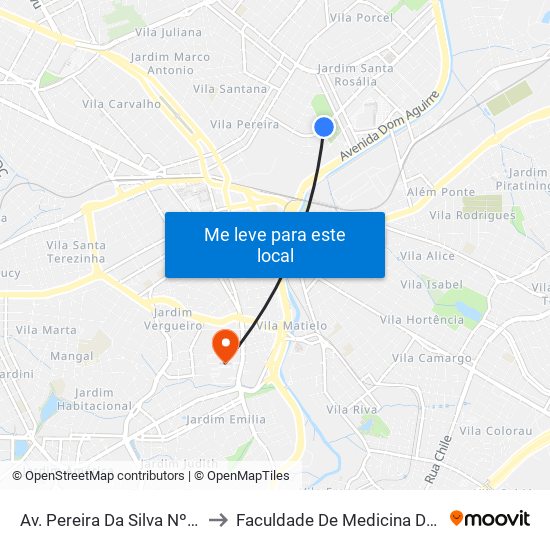 Av. Pereira Da Silva Nº600 - Cic - to Faculdade De Medicina De Sorocaba map