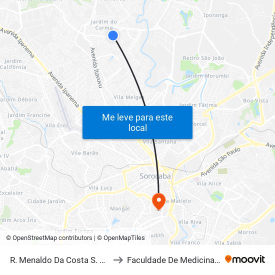 R. Menaldo Da Costa S. Rodrigues, 450 to Faculdade De Medicina De Sorocaba map