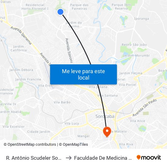 R. Antônio Scudeler Sobrinho, S/Nº to Faculdade De Medicina De Sorocaba map