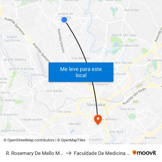 R. Rosemary De Mello M. Pereira, 357 to Faculdade De Medicina De Sorocaba map