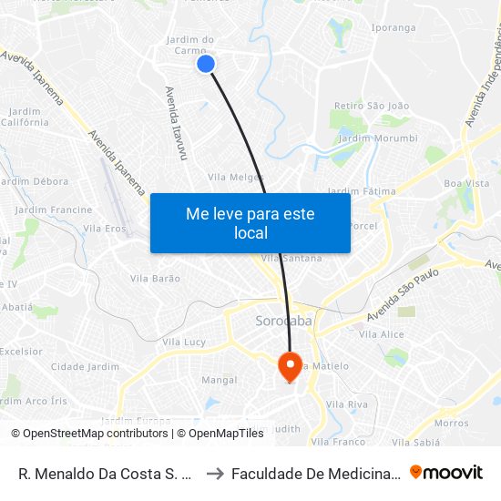 R. Menaldo Da Costa S. Rodrigues, 445 to Faculdade De Medicina De Sorocaba map