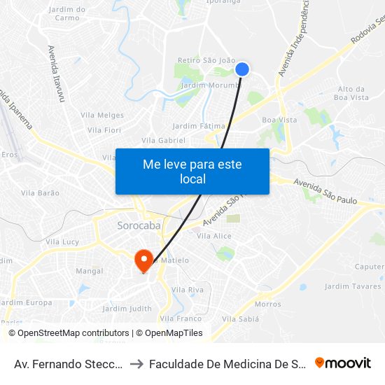 Av. Fernando Stecca, 995 to Faculdade De Medicina De Sorocaba map