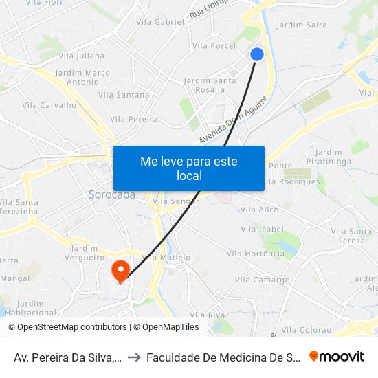 Av. Pereira Da Silva, 1867 to Faculdade De Medicina De Sorocaba map