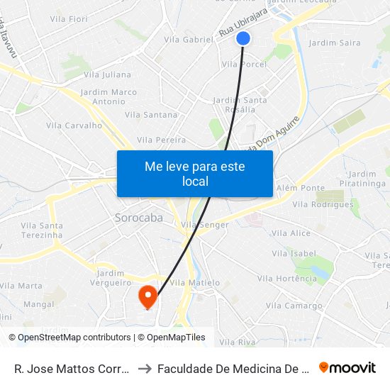 R. Jose Mattos Correia, 144 to Faculdade De Medicina De Sorocaba map