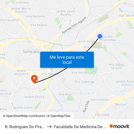 R. Rodrigues Do Prado, 436 to Faculdade De Medicina De Sorocaba map