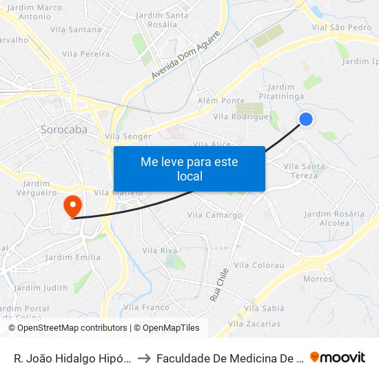 R. João Hidalgo Hipólito, 164 to Faculdade De Medicina De Sorocaba map