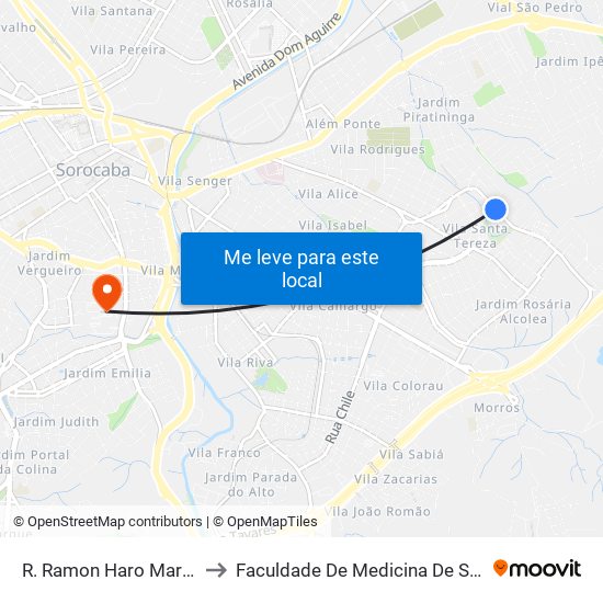 R. Ramon Haro Martini, Sn to Faculdade De Medicina De Sorocaba map