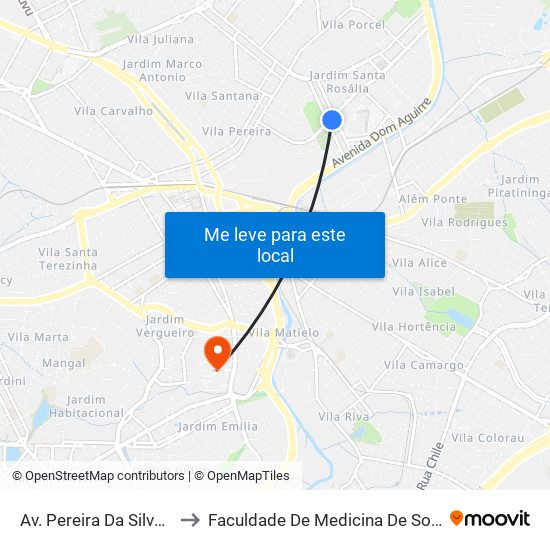 Av. Pereira Da Silva, 797 to Faculdade De Medicina De Sorocaba map