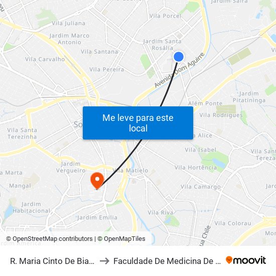 R. Maria Cinto De Biaggi, 203 to Faculdade De Medicina De Sorocaba map