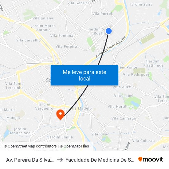 Av. Pereira Da Silva, 1300 to Faculdade De Medicina De Sorocaba map