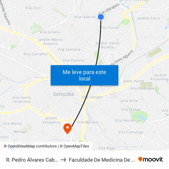 R. Pedro Álvares Cabral, 123 to Faculdade De Medicina De Sorocaba map