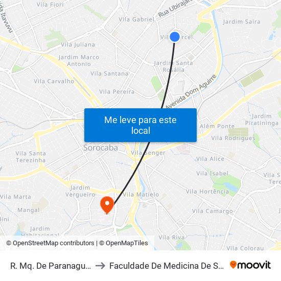 R. Mq. De Paranaguá, 127 to Faculdade De Medicina De Sorocaba map