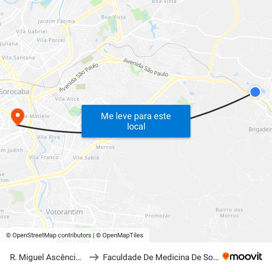 R. Miguel Ascêncio, 351 to Faculdade De Medicina De Sorocaba map